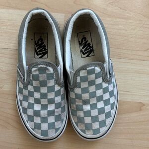 Vans Kids Checkerboard Slip-On Shoes - Blue Gray/White